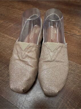 TOMS Classic Alpargata Women's Gold Glitter Slip-On Shoes Women’s Size 7